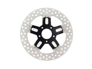 Aluminium motorcycle brake disc with black centre, compatible with Revelry Motorcycles.