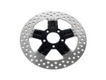 High-performance motorcycle brake disc with ventilated design for enhanced stopping power.