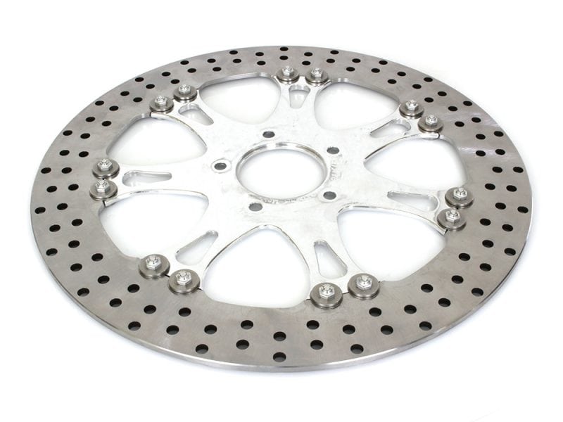 High-performance motorcycle rear brake disc, durable and lightweight for Revelry Motorcycles.