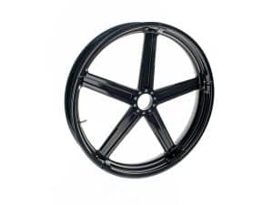 Black motorcycle wheel rim for custom bikes - Revelry Motorcycles Australia.