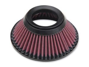 High-performance red air filter for motorcycles at Revelry Motorcycles in Australia.