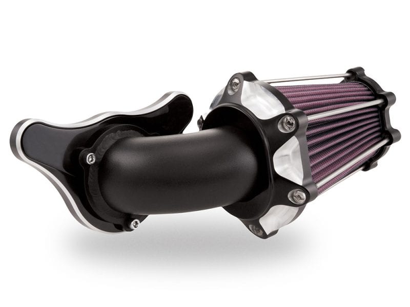 High-performance motorcycle air intake filter for enhanced engine airflow and efficiency.