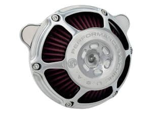 High-performance motorcycle air filter with aluminium housing, ideal for custom bikes.