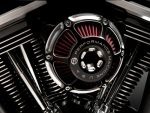 V-twin motorcycle engine with Performance Machine air cleaner for enhanced power.
