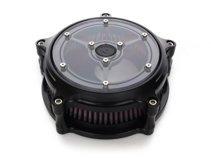 High-performance motorcycle air filter for Revelry Motorcycles.