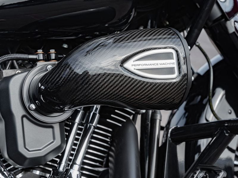 Revelry Motorcycles engine with carbon fibre finish and performance enhancement details.
