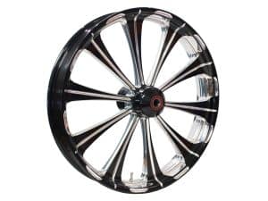 High-performance motorcycle wheel for Revelry Cycles motorcycles, durable alloy rim with spokes.