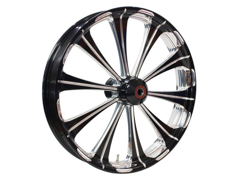 High-performance motorcycle wheel for Revelry Cycles motorcycles, durable alloy rim with spokes.