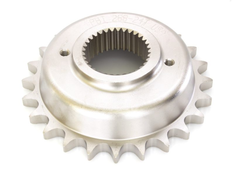 24 Tooth 1.060 Offset Transmission Sprocket. Fits 5spd Big Twin 1987-2006. Sprocket for Revelry Motorcycles, high-quality aluminium, perfect for custom motorcycle builds.