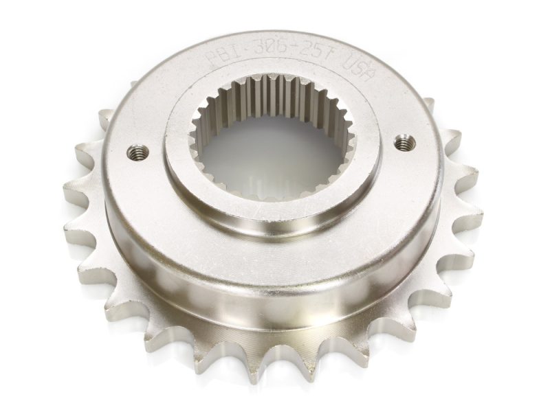 Front Transmission Sprocket; BT'06up 6spd 25T 1.060 offset High-quality motorcycle sprocket for Revelry Motorcycles, durable aluminium gear component.