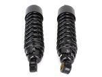Black motorcycle shock absorbers for Revelry Motorcycles.