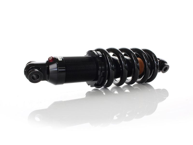 High-performance motorcycle shock absorber for Revelry Motorcycles.