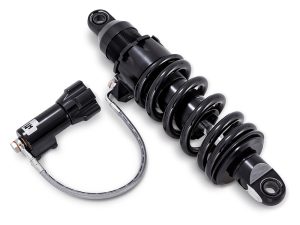 High-performance motorcycle shock absorber for Revelry Motorcycles.