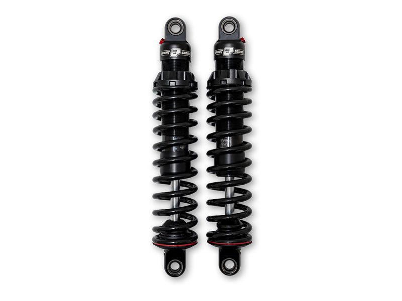 494 Series Heavy-duty motorcycle shock absorbers, black with coil springs for improved ride comfort and stability.