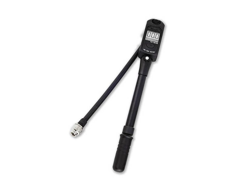 Digital tire pressure gauge for motorcycles and bicycles.