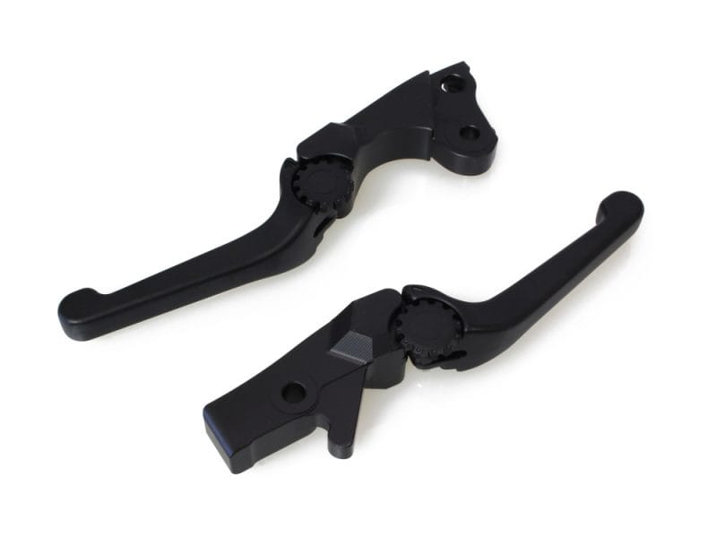 Adjustable Anthem Levers - Black. Fits Softail 1996-2014 Black motorcycle clutch levers for Revelry Motorcycles and custom bikes.