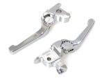 Shiny chrome motorcycle clutch levers for Revelry Motorcycles Australia.