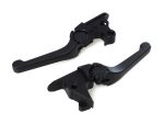 Black motorcycle clutch levers for Harley Davidson and custom bikes.