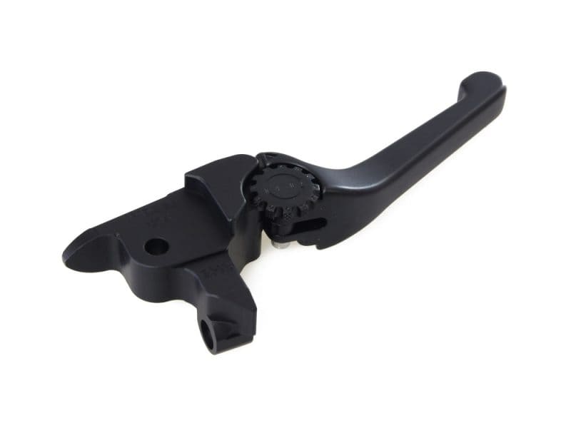 Black motorcycle clutch lever for Harley Davidson bikes.