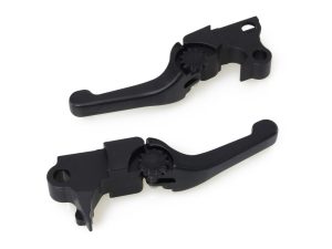 Black motorcycle clutch levers for Revelry Motorcycles.