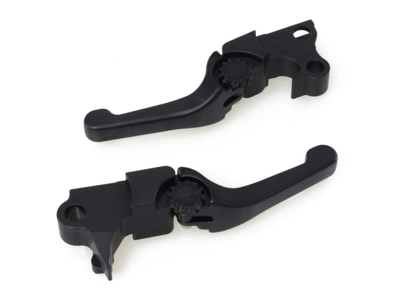 Adjustable Shorty Anthem Levers - Black. Fits Softail 1996-2014 Black motorcycle clutch levers for Revelry Motorcycles.