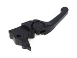 Black motorcycle clutch lever for Revelry Motorcycles, Australian-made bike accessories, durable and lightweight.