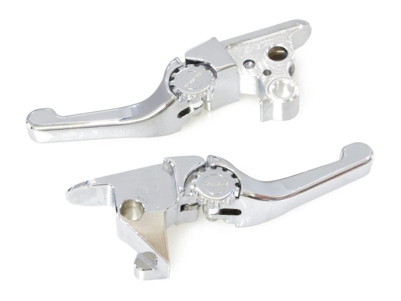 Adjustable Shorty Anthem Levers - Chrome. Fits Softail 2015-2024 High-quality chrome motorcycle clutch levers for revelry motorcycles and custom bike parts.