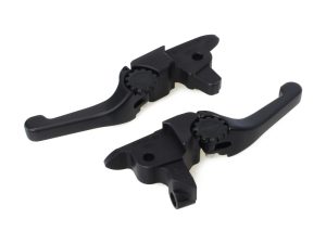Bold black motorcycle brake and clutch levers for Revelry Motorcycles accessories.