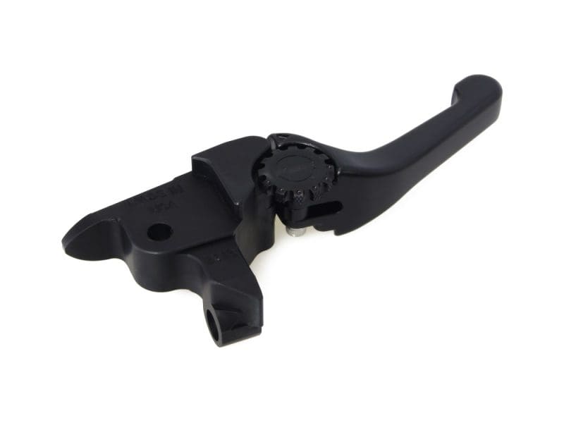 Handlebar brake lever for motorcycle or bicycle, black, lightweight and durable.