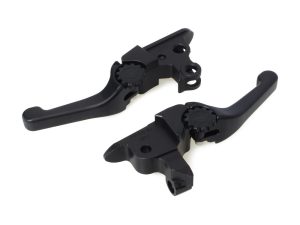 Black motorcycle brake and clutch levers for Revelry Motorcycles.