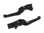 High-quality black motorcycle brake and clutch levers for enhanced riding control.