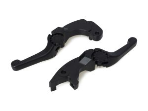 Black motorcycle brake and clutch levers for Revelry Motorcycles in Australia.