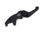 Black motorcycle clutch lever for Harley Davidson bikes, durable and lightweight.