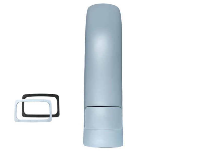 Light grey Revelry motorcycle helmet with black and white strap adjusters, sleek design.