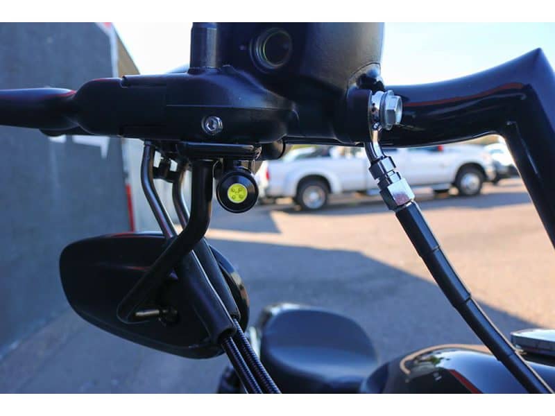 Motorcycle handlebar with digital controls for Revelry Motorcycles, Australian custom bikes.