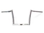 Shiny chrome motorcycle handlebar for custom bikes.