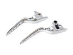 Chrome motorcycle brake levers for Revelry custom bikes, high-quality aluminium parts.
