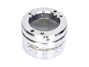 Precision CNC motorcycle part, Rinehart Racing branded, for Harley Davidson bikes.