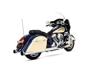 Vintage Indian Motorcycle with black and cream colour scheme on a white background.