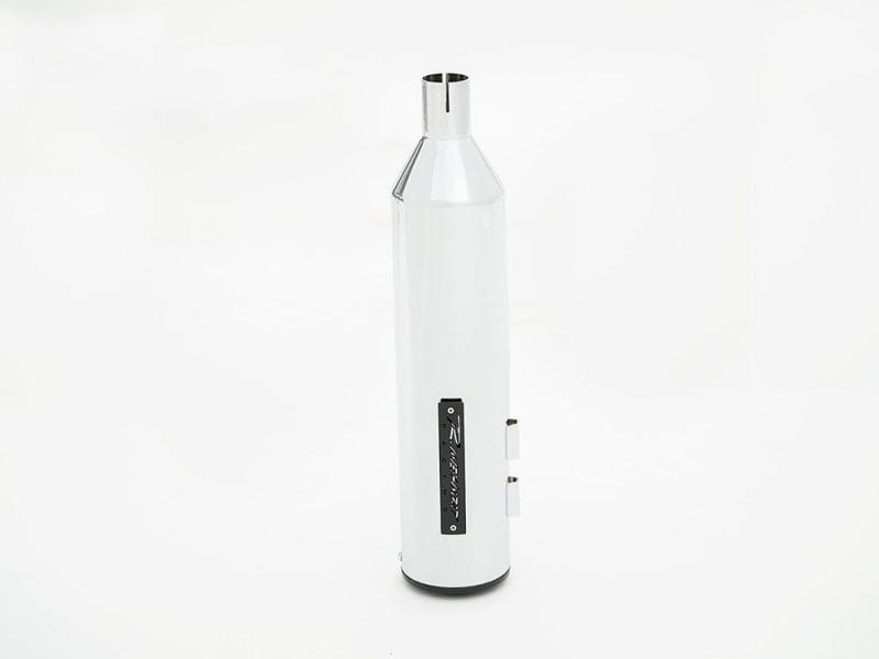 Aluminium motorcycle exhaust silencer for Revelry Motorcycles in Australia.