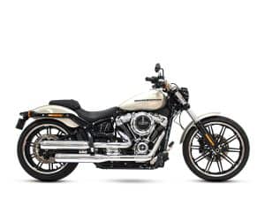 Rivally Harley-Davidson motorcycle in classic cream with chrome accents, ideal for Harley enthusiasts.