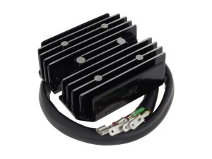 Aluminium motorcycle voltage regulator for Revelry Motorcycles, durable and efficient.
