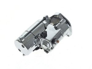 High-quality chrome motorcycle starter motor for classic and custom bikes. Durable and reliable motorcycle parts.