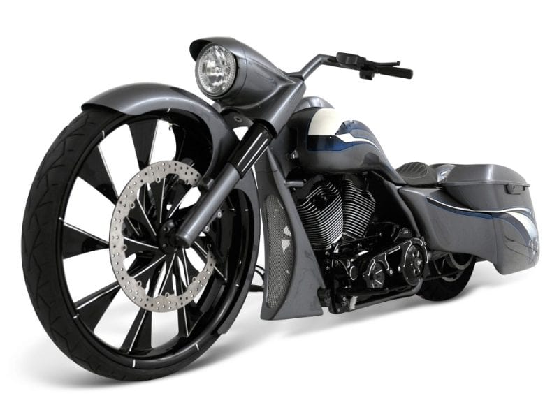 Sleek black and silver Revelry Motorcycle with custom design and powerful engine.