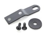Heavy-duty metal motorcycle bracket with screws and rubber pad for custom bike accessories.