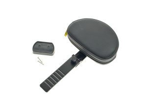 Compact motorcycle top case storage box for Revelry Motorcycles, with mounting hardware.