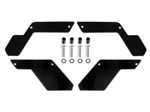 Heavy-duty motorcycle skid plate mounting brackets for Revelry Motorcycles.