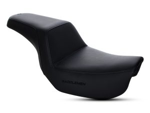 Comfortable black motorcycle seat for Revelry Motorcycles, stylish and durable leather design.