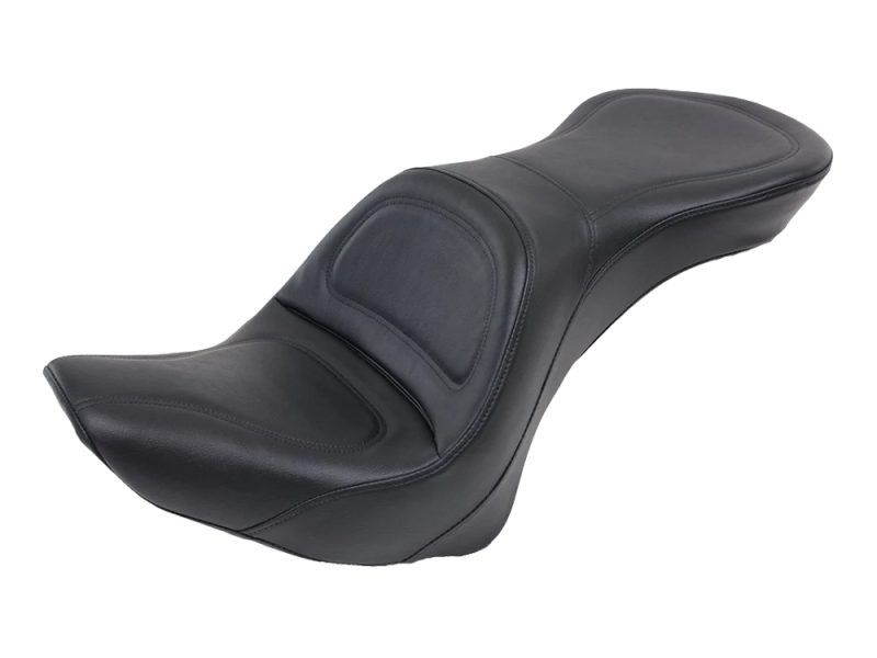 Comfortable black motorcycle seat for Revelry Motorcycles, premium quality and ergonomic design.