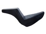 Rider motorcycle seat with quilted leather design for comfort and style.